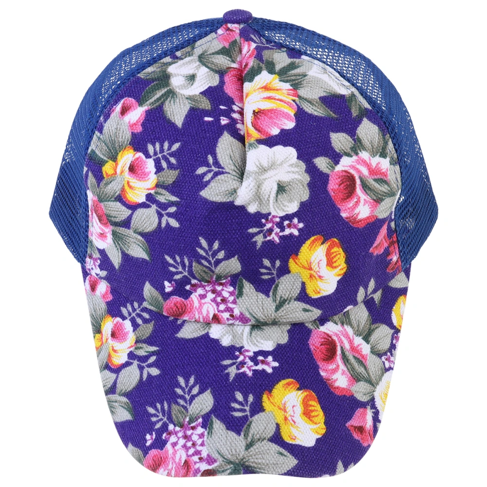 Floral Mesh Summer Outing Sun Block Breathable Adjustable Sun Hat Sun Protection Hat Casual for Women Girls (Purple)