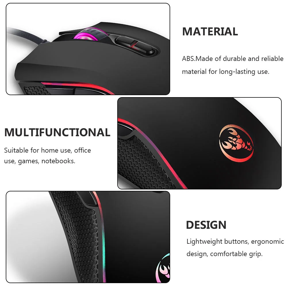 1Pc Wired Mouse Luminous Game Mouse Game Mouse Computer Accessories (Black)