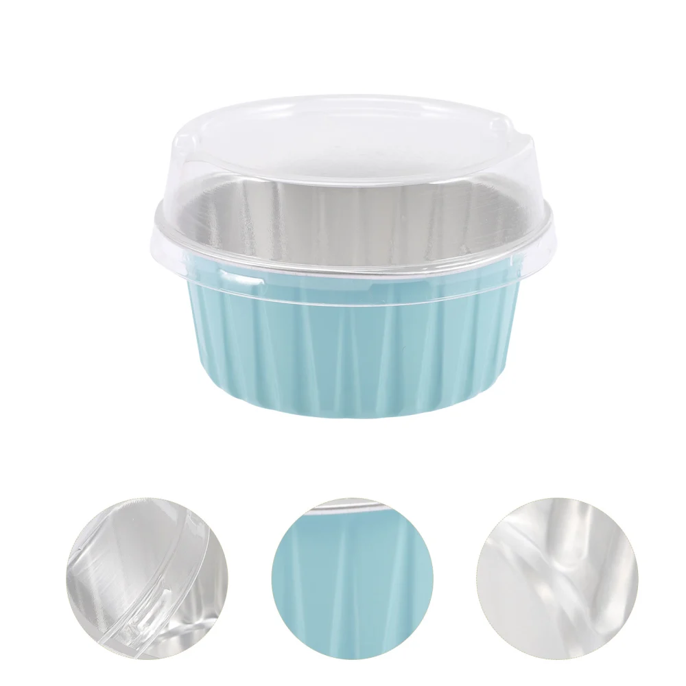 50pcs Party Aluminum Foil Baking Cups Dessert Cups Muffin Liners Cups with Lids