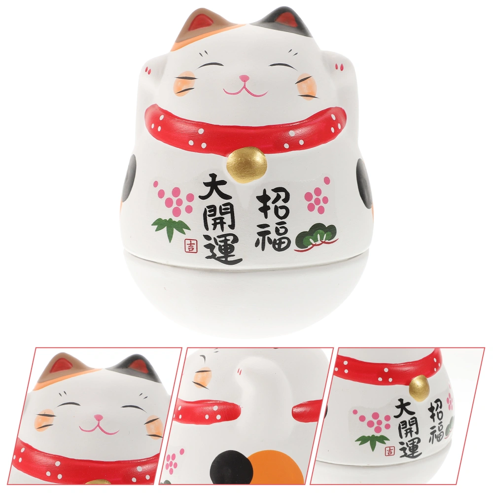 Tumbler Fortune Cat Figurine Decorative Fortune Cat Ornament Desktop Cat Decor Cat Tumbler Toy