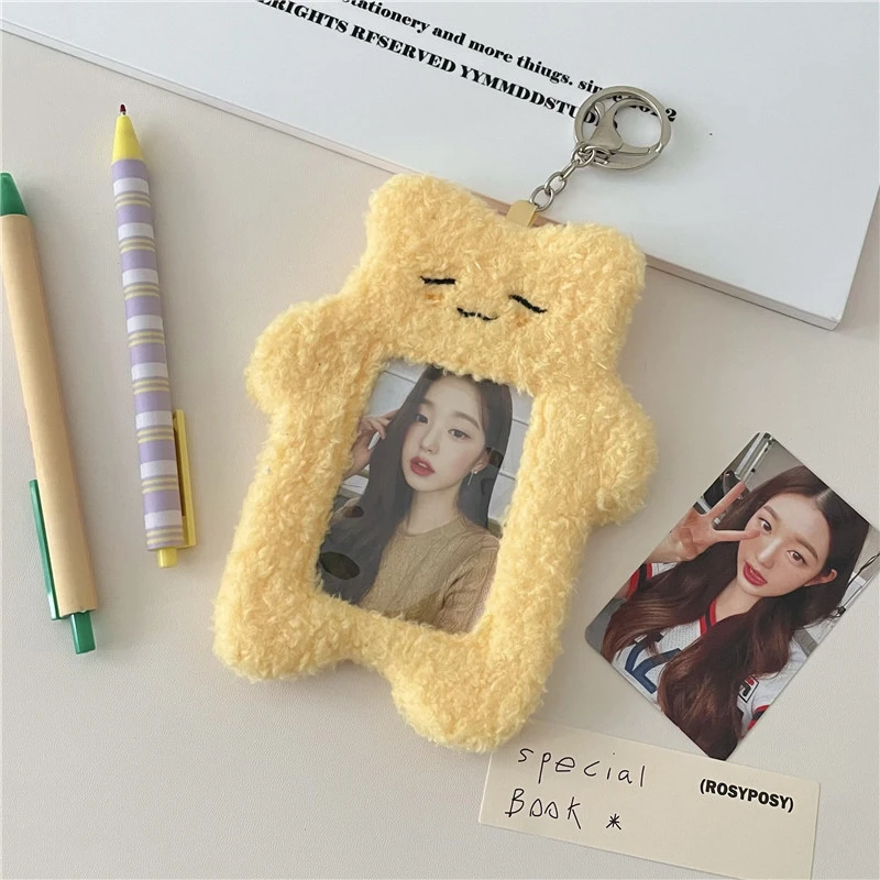 Cartoon Plush Card Sleeve Visible Card Sleeve Hanging Card Cover Decorative Card Protection Cover