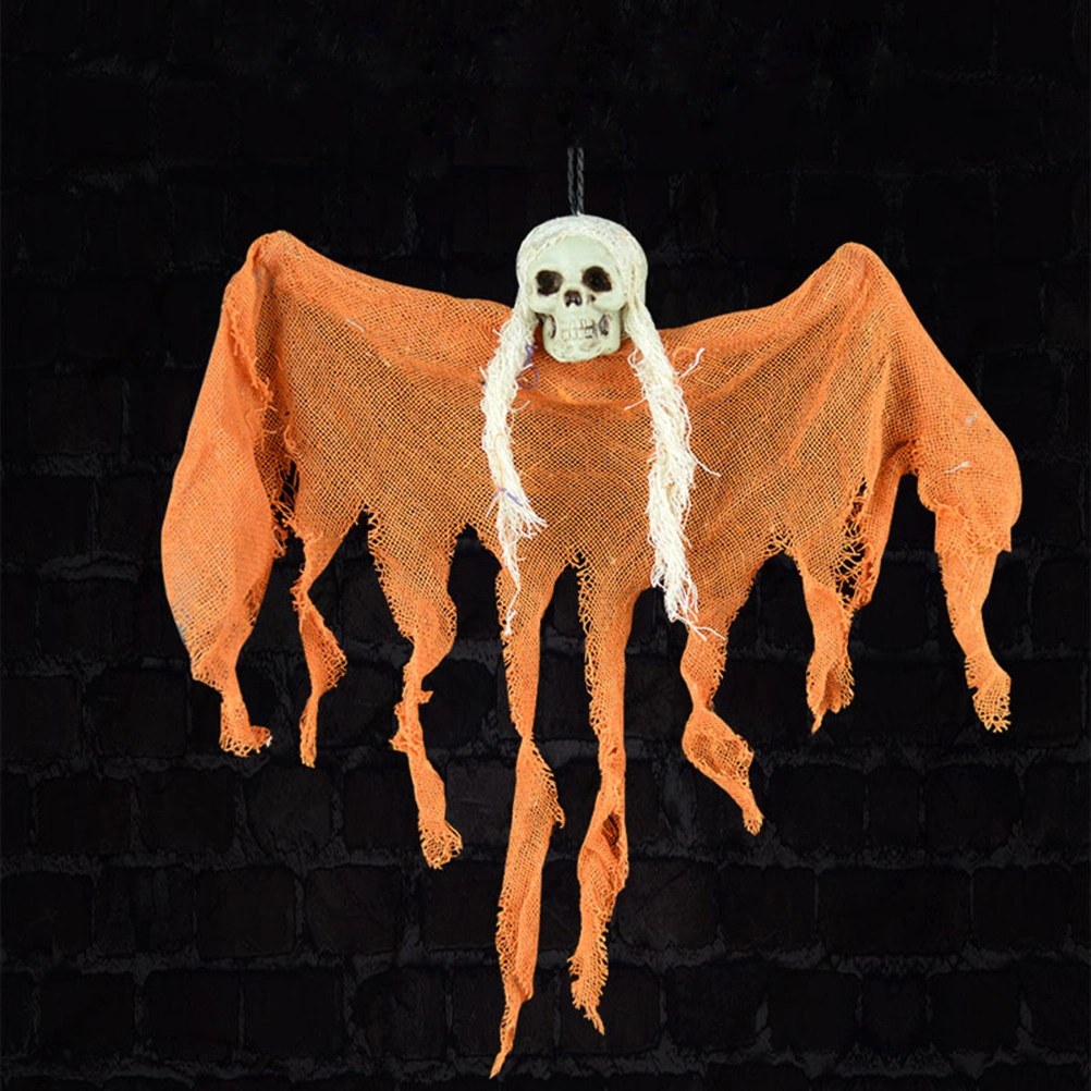2pcs Halloween Creepy Scary Hanging Skull Skeleton Ghost Halloween Home Garden Yard Bar Decorations Party Supplies Haunted House Props (Random Color)