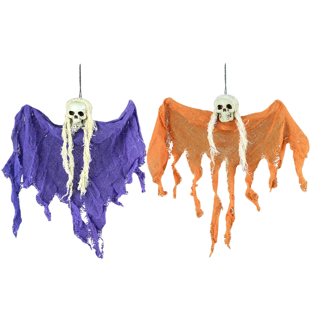 2pcs Halloween Creepy Scary Hanging Skull Skeleton Ghost Halloween Home Garden Yard Bar Decorations Party Supplies Haunted House Props (Random Color)