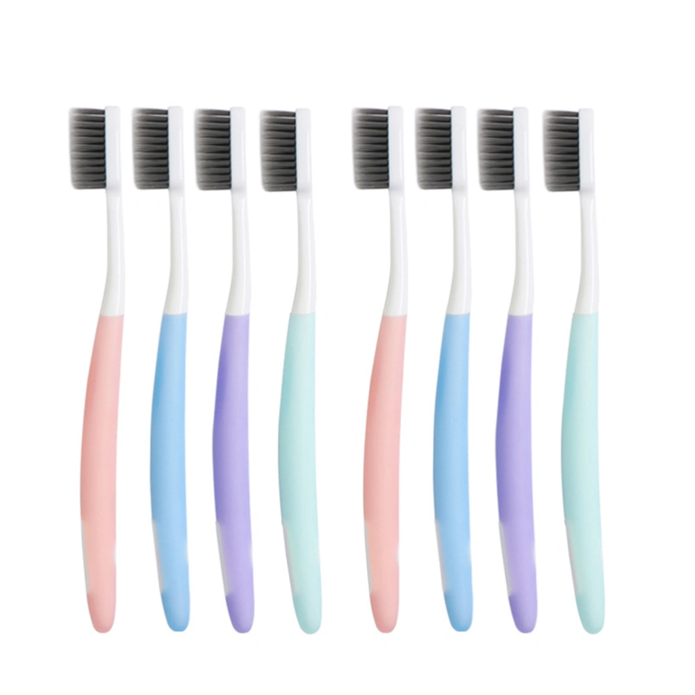 8Pcs Bamboo Charcoal Nano Toothbrush Eco-Friendly Toothbrushes PP Bristle for Women and Men (Green Blue Violet and Pink 2pcs for Each)