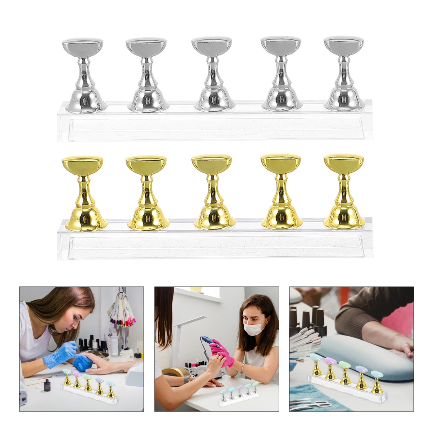2 Sets Acrylic Press on Nail Stands Magnetic Nail Tip Holder Nail Art Stand