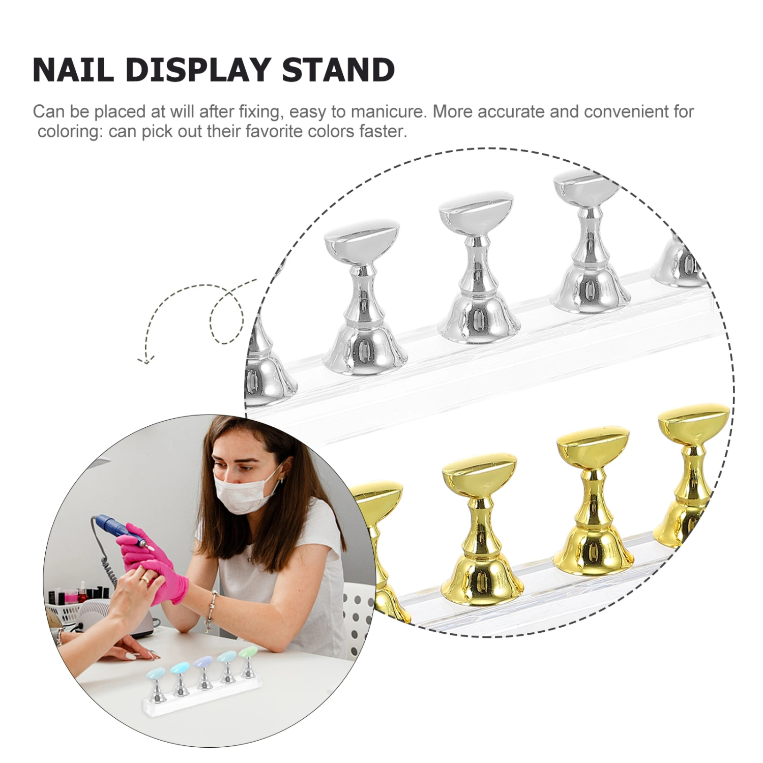 2 Sets Acrylic Press on Nail Stands Magnetic Nail Tip Holder Nail Art Stand