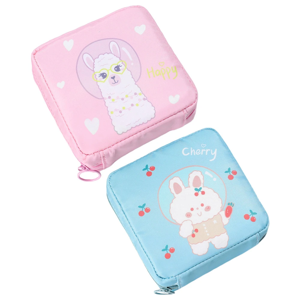 2Pcs Sanitary Napkin Storage Bag Menstrual Pad Zipper Bag Portable Sanitary Napkin Pouch