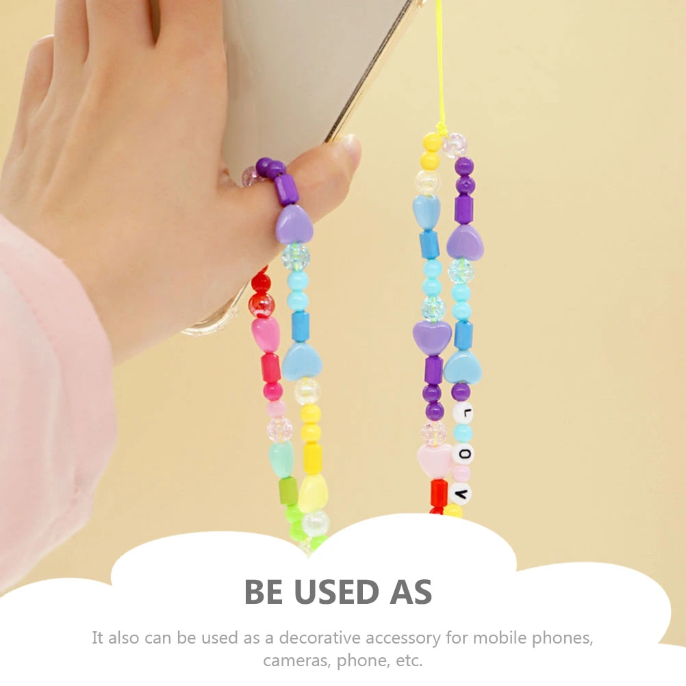 Beaded Phone Neck Strap Long Camera Lanyard Resin Beaded Phone Lanyard