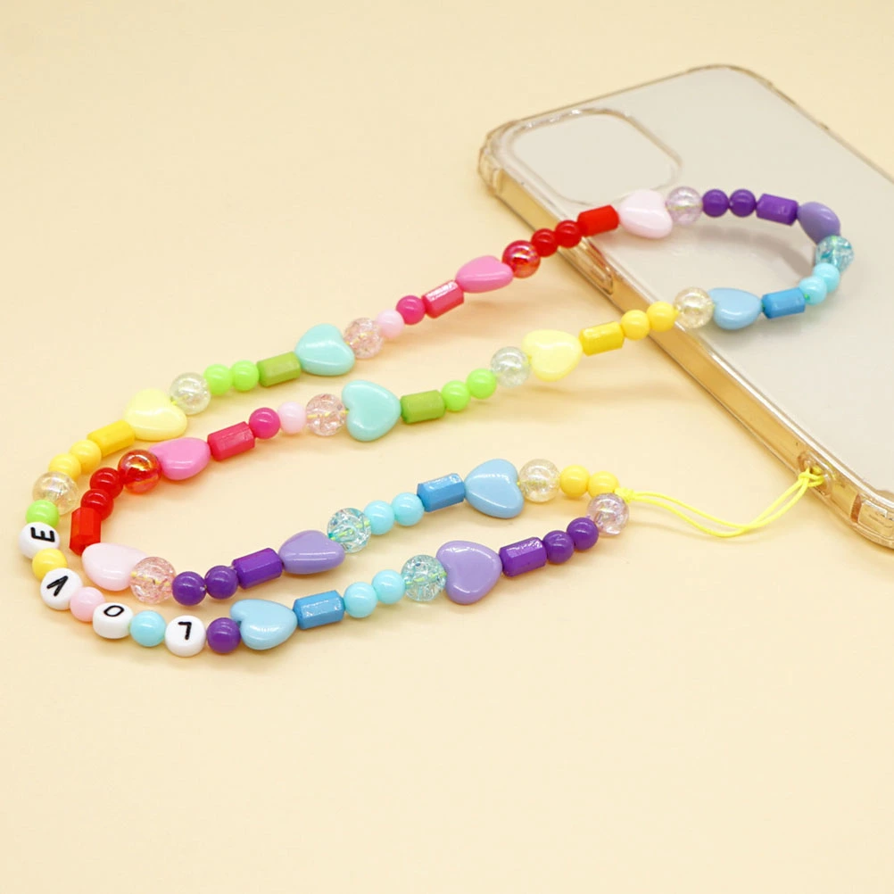 Beaded Phone Neck Strap Long Camera Lanyard Resin Beaded Phone Lanyard