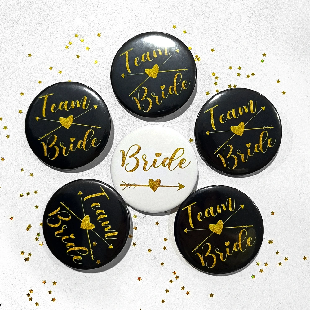 8Pcs Bride Pin Bridal Shower Badge Decorative Bridal Team Brides Buttons Pin Wedding Party Badge