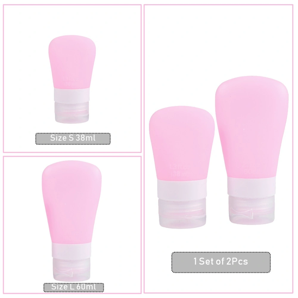 2pcs Multifunctional Shower Gel Bottles Toiletry Bottles Refillable Shampoo Container Liquid Bottle for Home Travel - Pink  (38ml + 60ml)