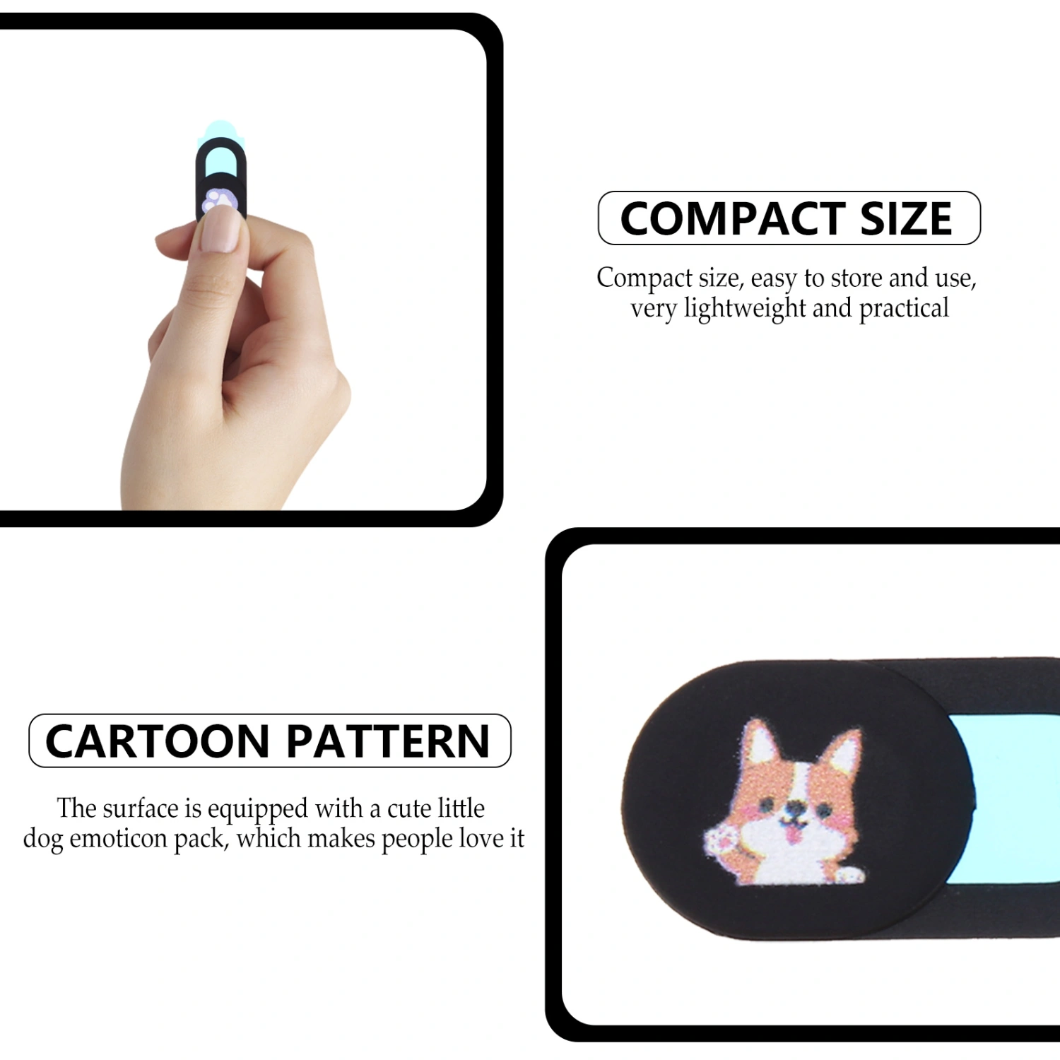 4 Pcs 1 Set Anti-peeping Protective Caps Lovely Camera Privacy Covers (Black)
