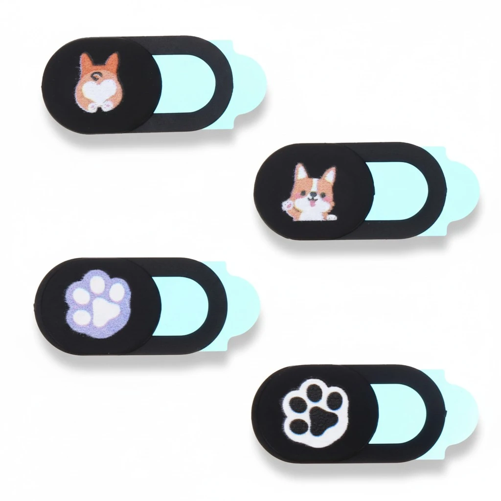 4 Pcs 1 Set Anti-peeping Protective Caps Lovely Camera Privacy Covers (Black)