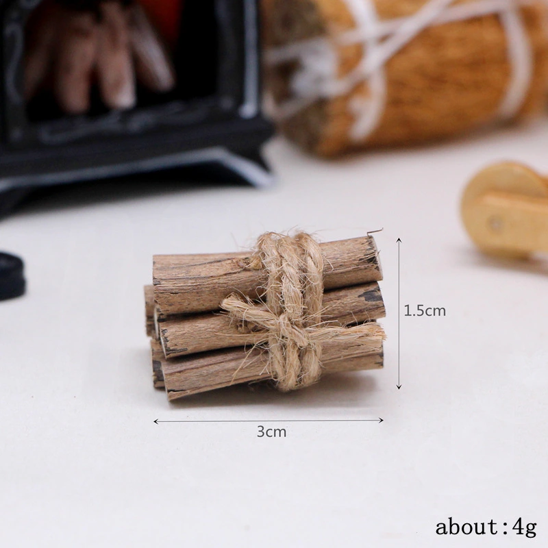 1 Set Miniature Figurines Mini Outdoor Hoe Firewood Decoration Mini Cart Mini Haystack Decor