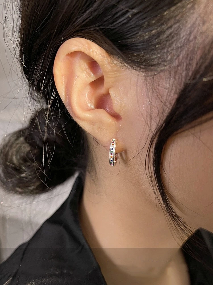 1 Pair Small Hoop Earrings Huggie Hoop Earrings Small Earrings Rhinestone Earrings