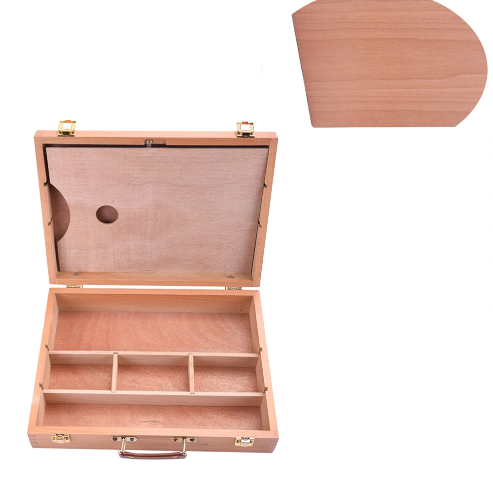 1PC Beech Portable Oil Painting Case Multifunction Art Supply Tool Storage Box