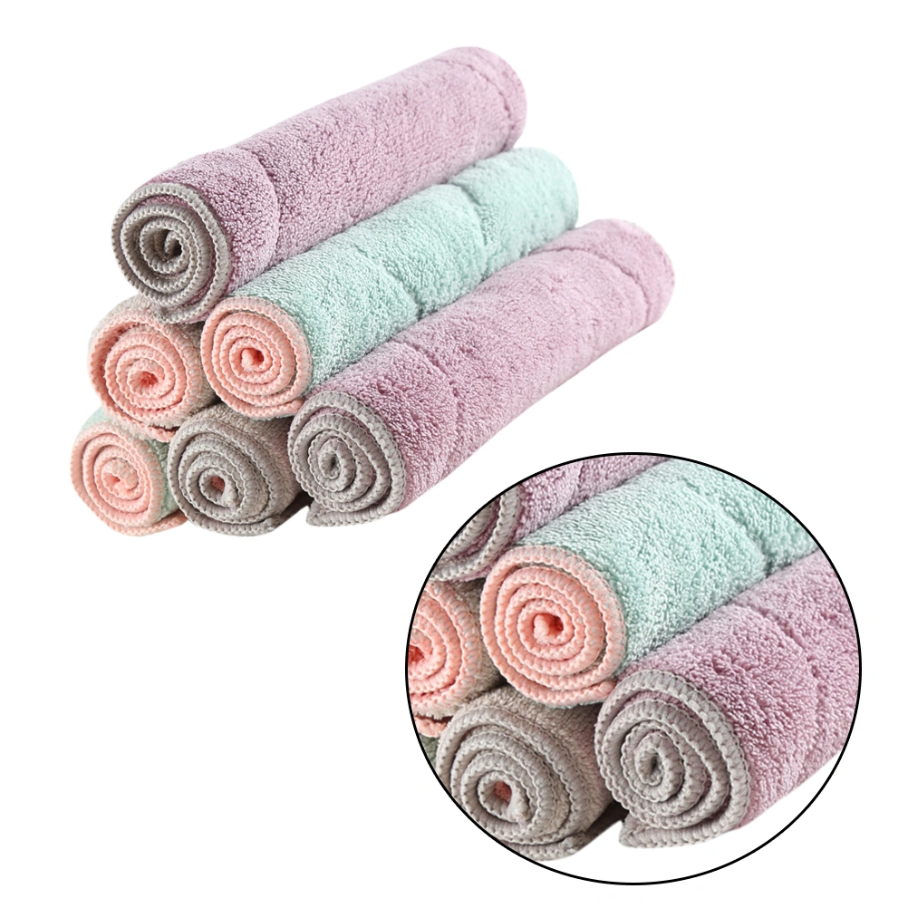 6pcs Microfiber Duster Cloth Kitchen Dish Washing Towel Coral Cleaning Cloth
