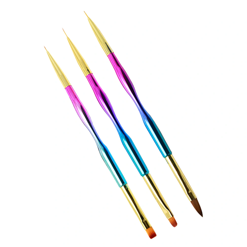 3pcs Professional Nail Art Brushes Nail Art Liner Brush Manicure DIY Tools Set