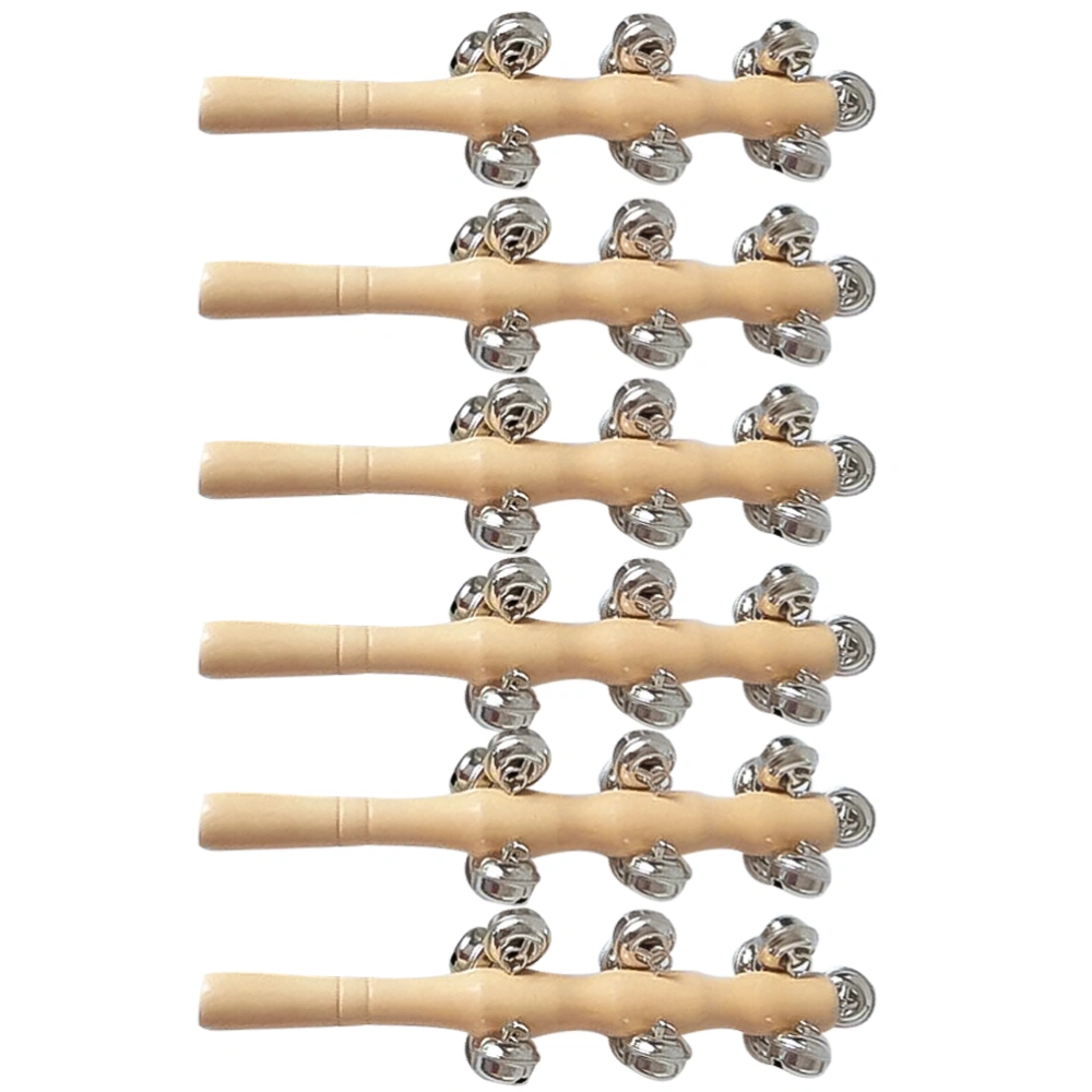 6pcs Wood Rattle Baby Toys Hand Jingle Bells Interesting Children Rattle Toys