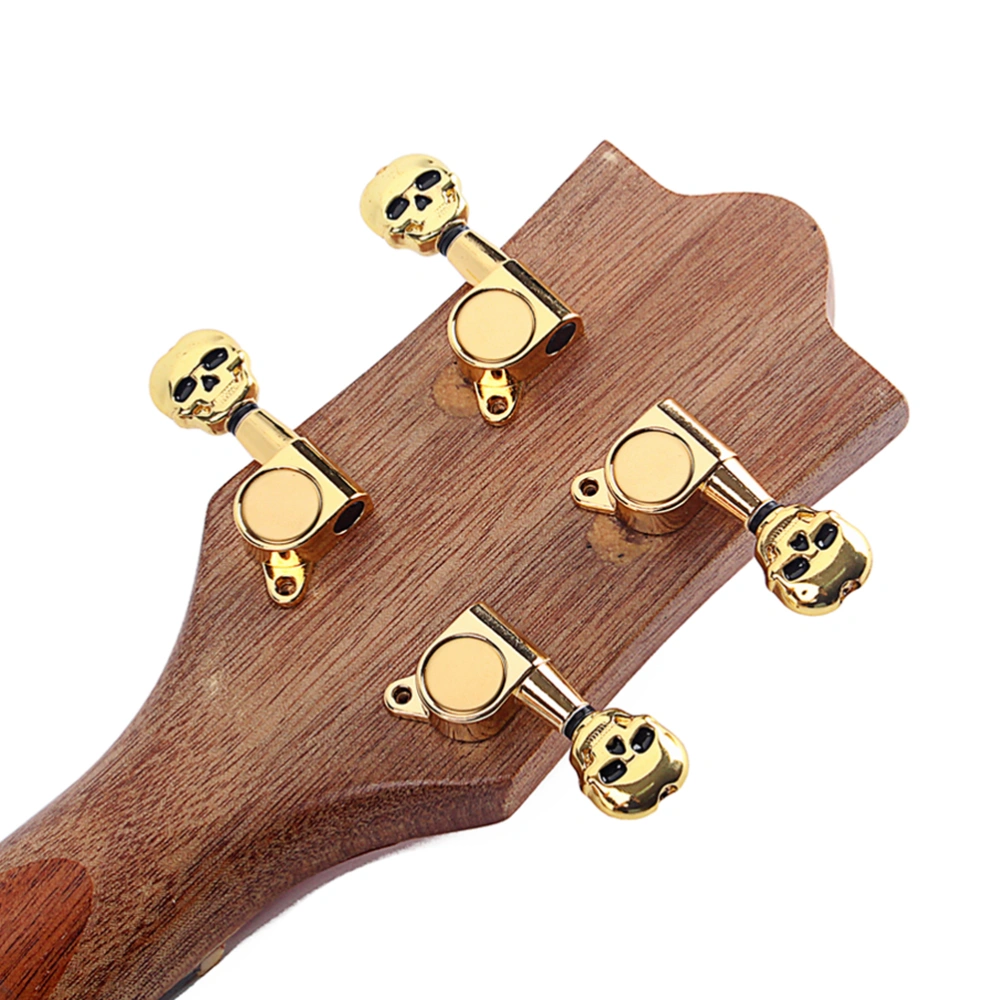 1 Set Skull Shape Vintage Style Guitar Machine Heads 2R2L Tuning Pegs for Ukulele GC507 (Golden)