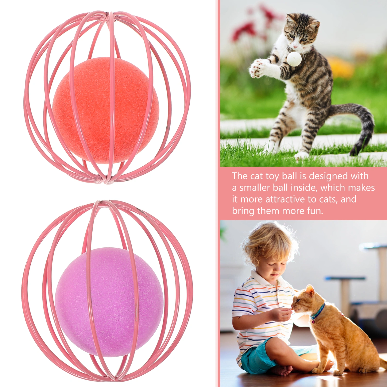 4pcs Cat Toy Balls Plastic Cat Toys Interactive Cat Balls Chase Rattle Ball Toys for Cats Random Color
