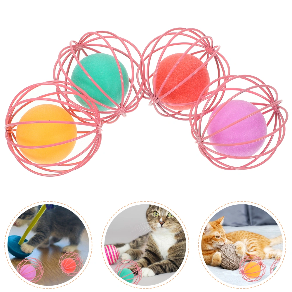 4pcs Cat Toy Balls Plastic Cat Toys Interactive Cat Balls Chase Rattle Ball Toys for Cats Random Color