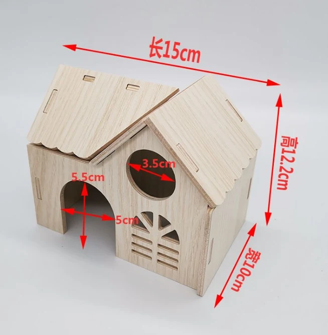 Hamster Wooden House Chinchilla Cage Hideout Playing House Hideaway Nest