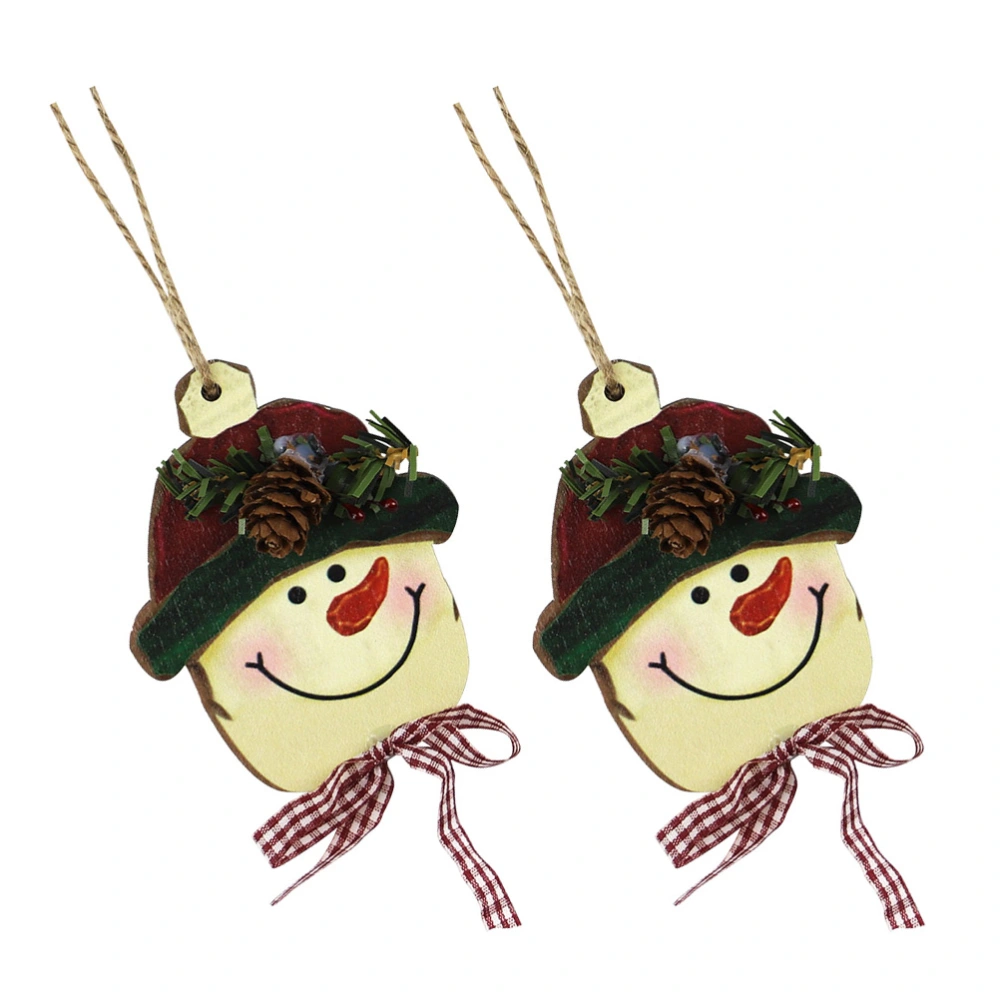 2pcs Christmas Wooden Pendants Retro Style Christmas Wooden Hanging Decors