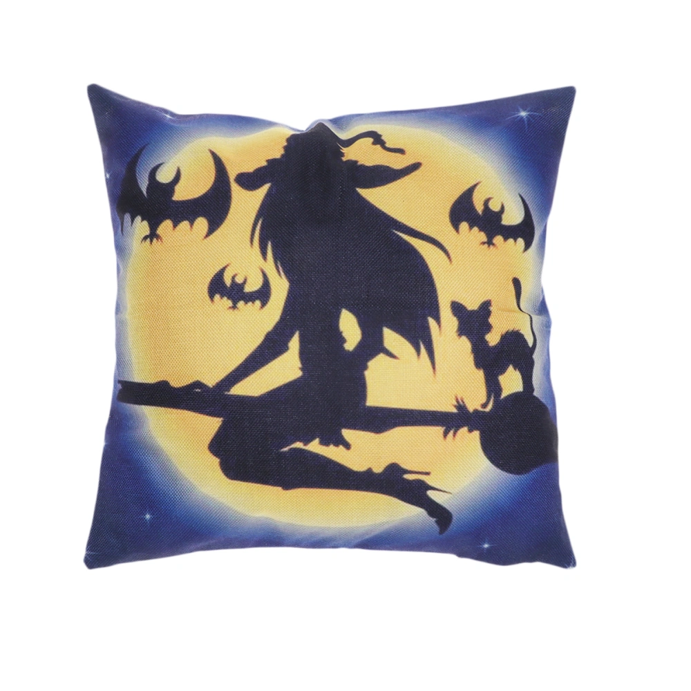 Linen Pillow Cover Halloween Throw Pillow Case Square Witch Pattern Cushion Cover for Sofa Car without Pillow Core