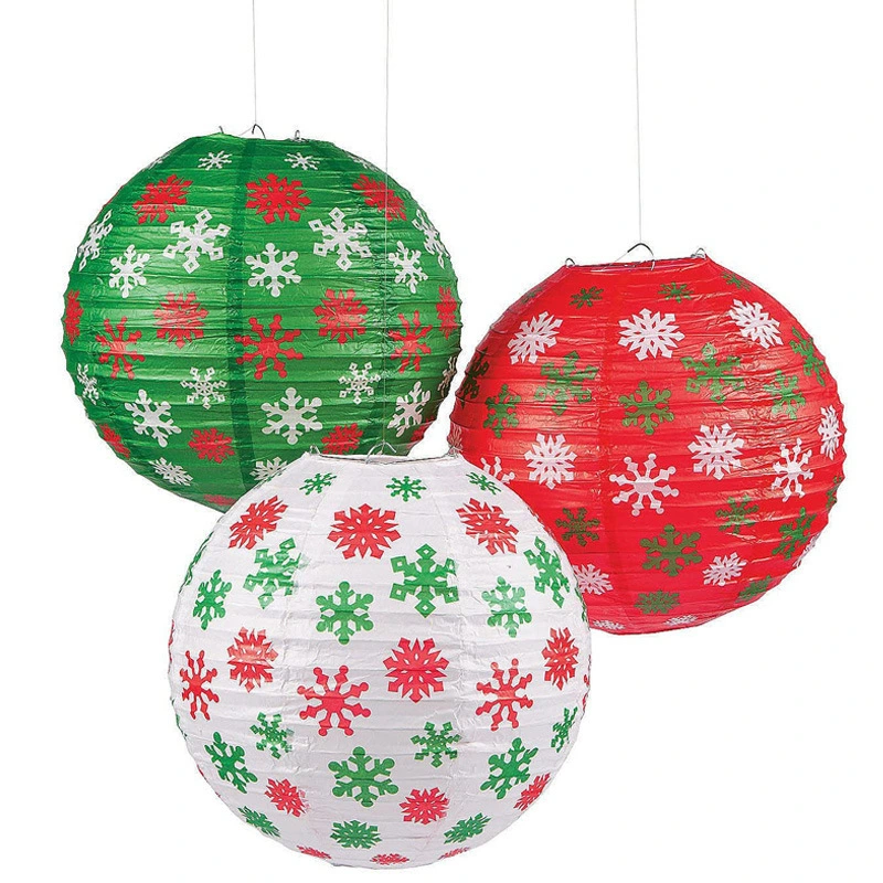 3Pcs Snowflake Decorative Paper Lanterns Round Lantern Decorative Paper Lanterns Xmas Gift