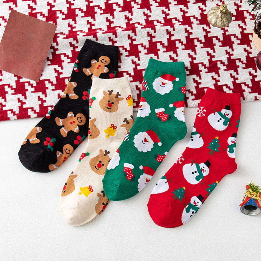 4 Pairs Christmas Holiday Socks Cartoon Winter Warm Socks Colorful Fuzzy Socks