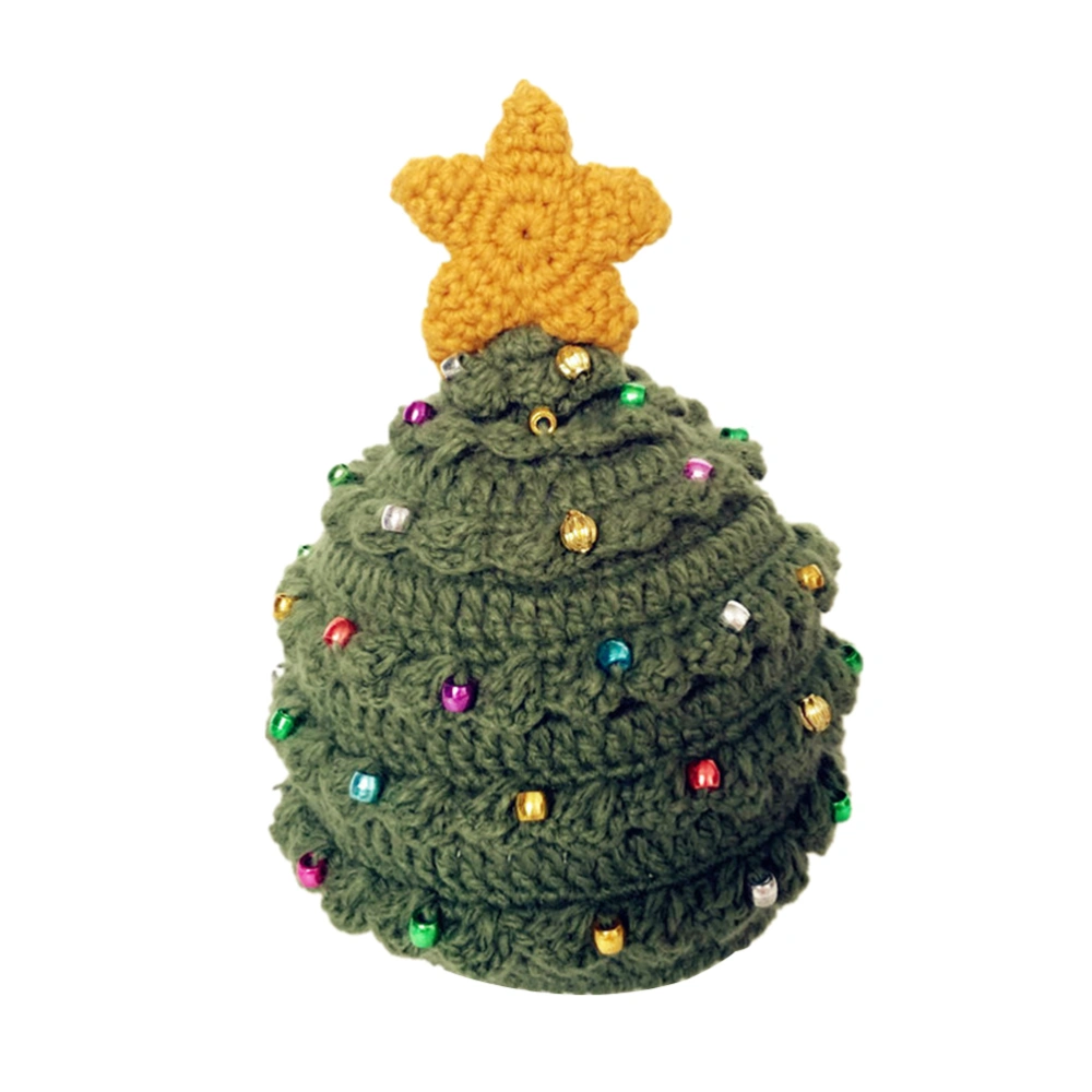 Christmas Knitted Hat Adorable Christmas Tree Shaped with Star Crochet Hat for Children Kids (Green)