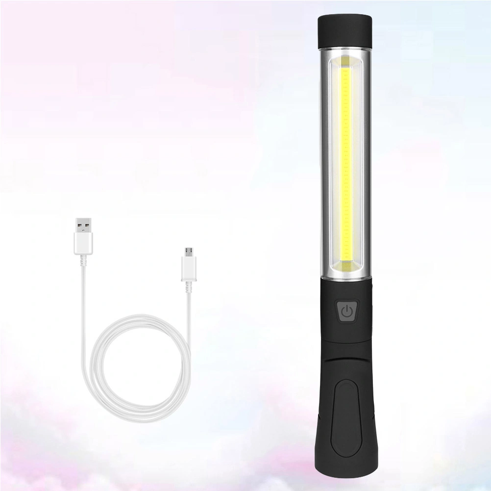 Multifunctional USB Charging Flashlight COB Rotatable Car Maintenance Work Light LED Inspection Lamp (Black)