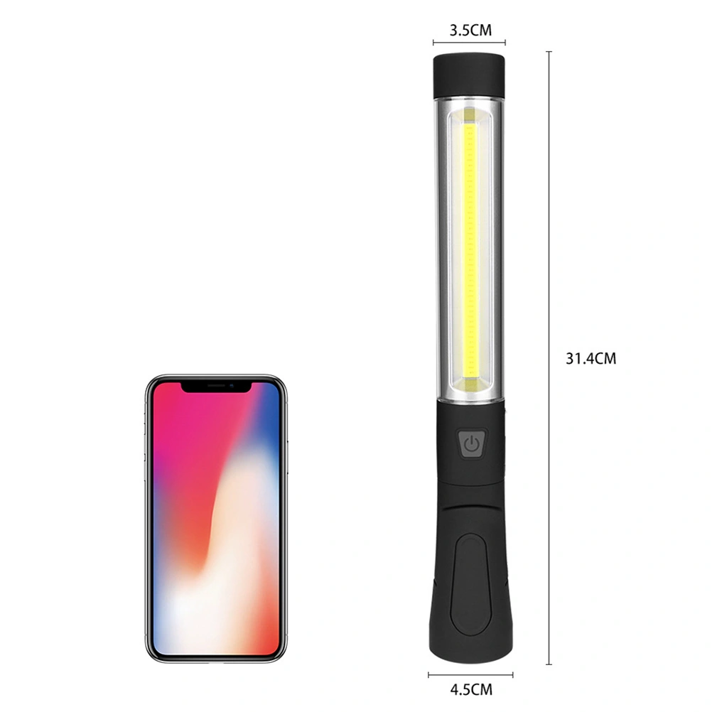 Multifunctional USB Charging Flashlight COB Rotatable Car Maintenance Work Light LED Inspection Lamp (Black)