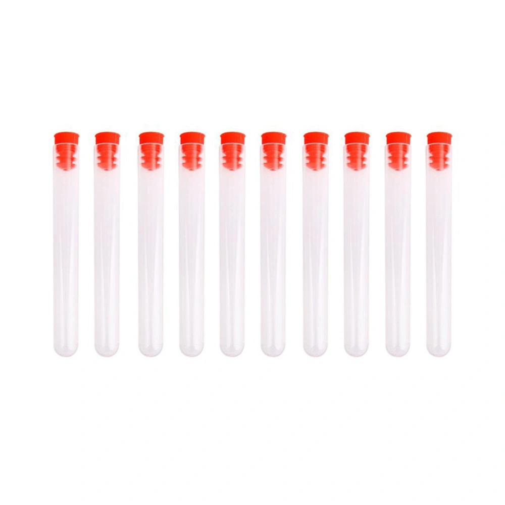 10 Pcs 15x150mm Plastic Clear Test Tube with Stopper for Scientific Experiments Party Candy Storage (with Red Stopper)