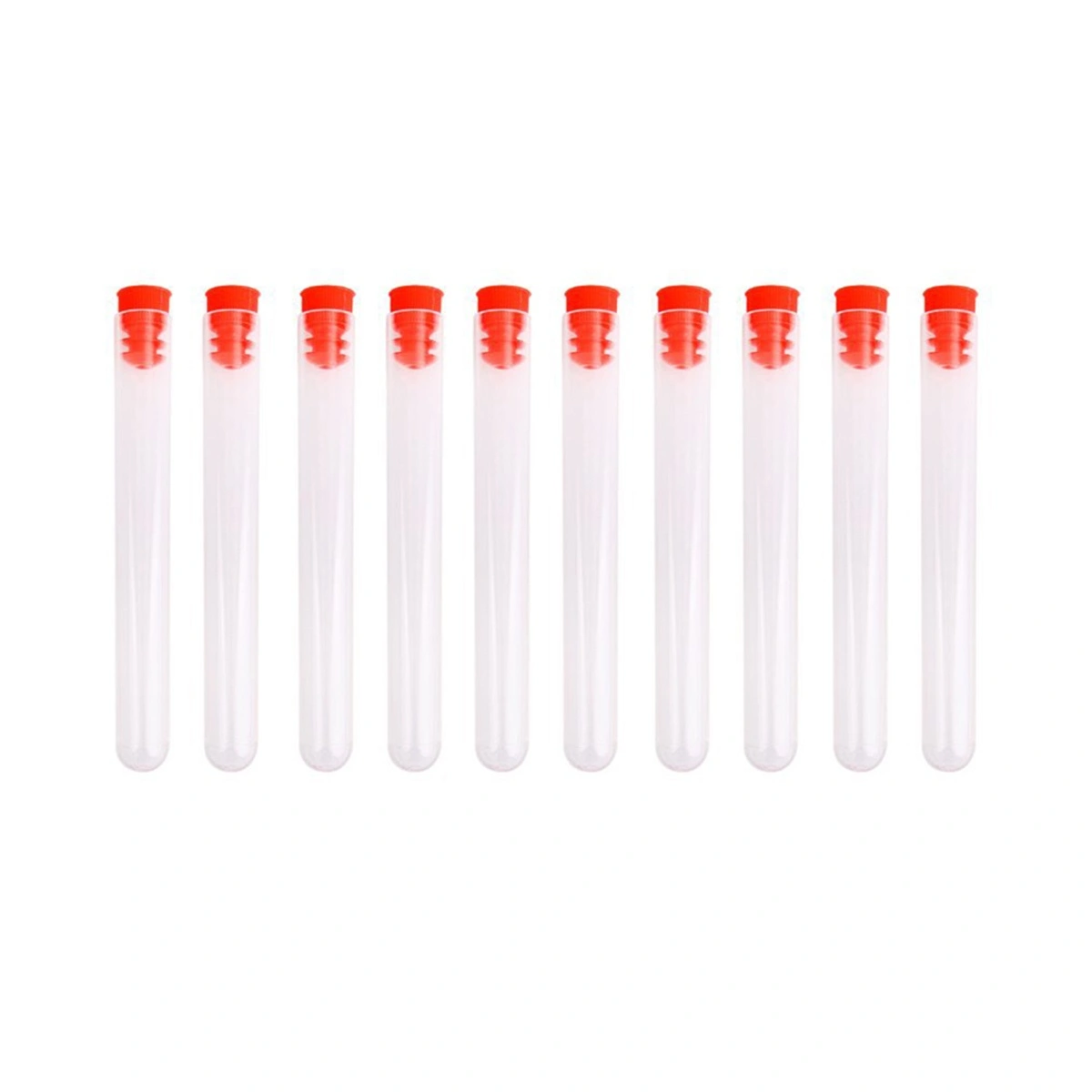 10 Pcs 15x150mm Plastic Clear Test Tube with Stopper for Scientific Experiments Party Candy Storage (with Red Stopper)