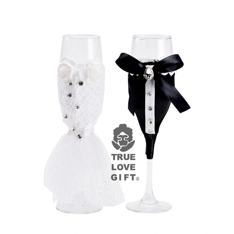 2pcs Bride and Groom Cup Wedding Champagne Flute Anniversary Party Wine Glasses