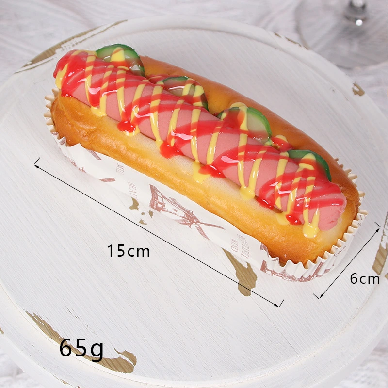 Simulation Artificial Hot Dog Bread Fake Realistic Food Bread Decoration Model Kitchen Photo Prop