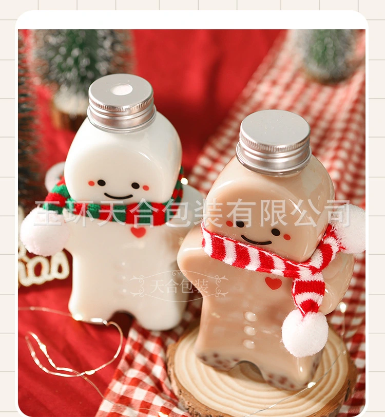 10 Sets Christmas Bottles Xmas Gingerbread Man Beverage Bottles Juice Bottles with Scarves