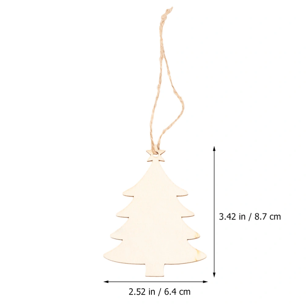 30pcs DIY Wooden Xmas Tree Slices DIY Graffiti Hanging Pendants with Hemp Rope