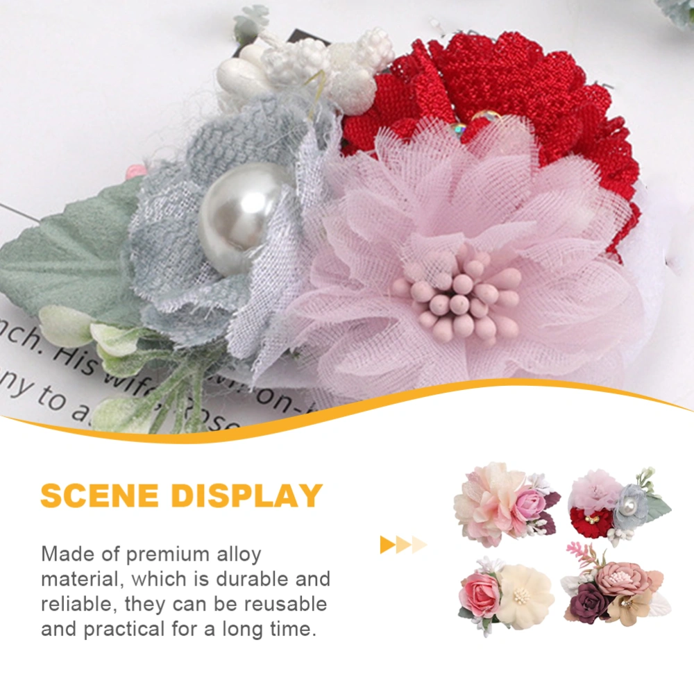 4pcs Flower Hair Clips Hair Barrettes Floral Hair Clips Women Flower Hair Decors