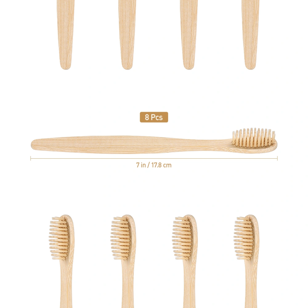 SUPVOX 8PCS Bamboo Toothbrush Natural Wooden Eco-Friendly Toothbrush with Bristles