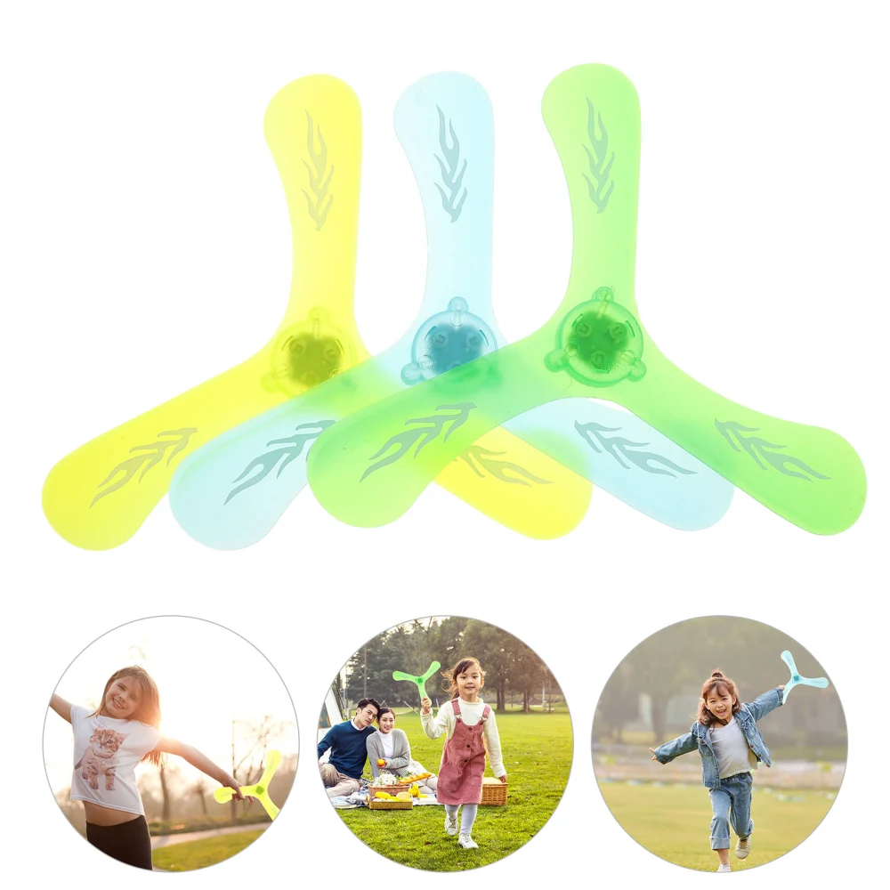 3Pcs Glowing Boomerang Kids Flying Toys Children Interactive Playthings (Random Color)