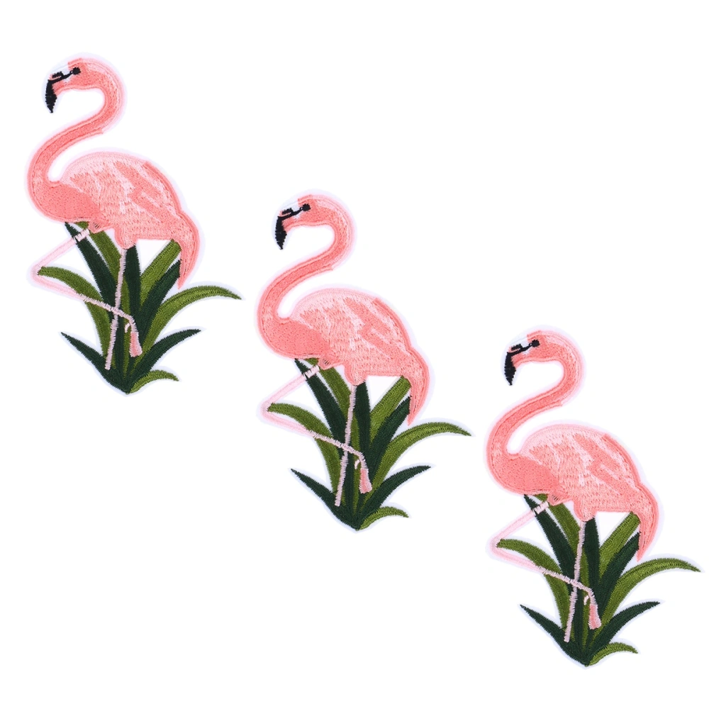 10 Pcs DIY Flamingo Iron On Patch Embroidered Applique Patches Flamingo Embroidery Sewing Patch (Right)