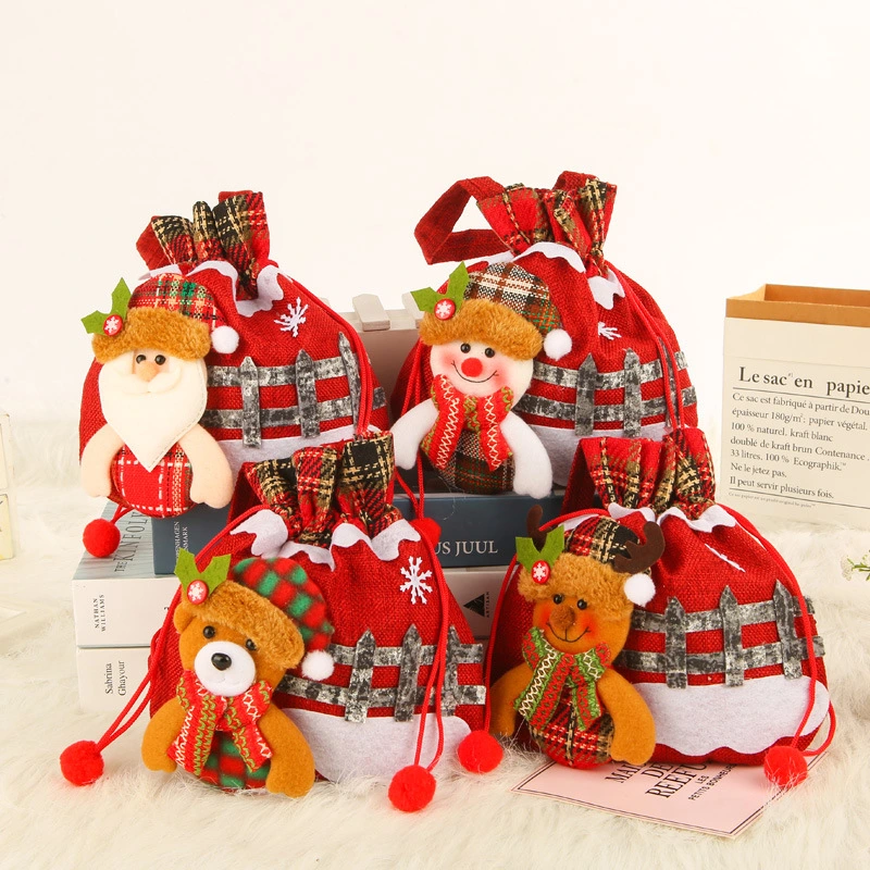 4pcs Christmas Themed Bags Christmas Gift Bags Cute Drawstring Bag for Christmas Party