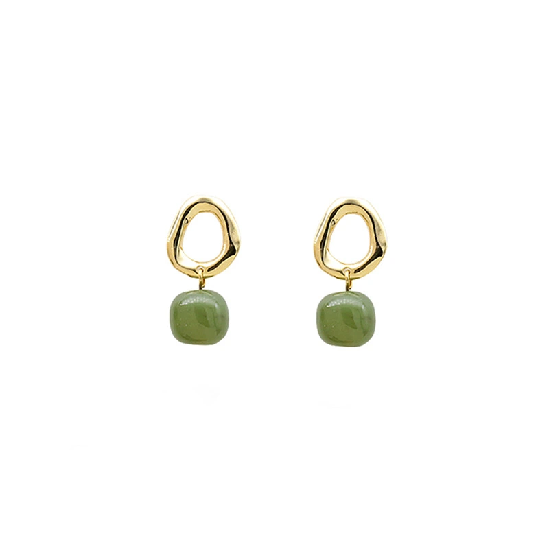 1 Pair Jade Earrings Jade Charm Pendant Earring Women Ear Jewelry Stud Earrings