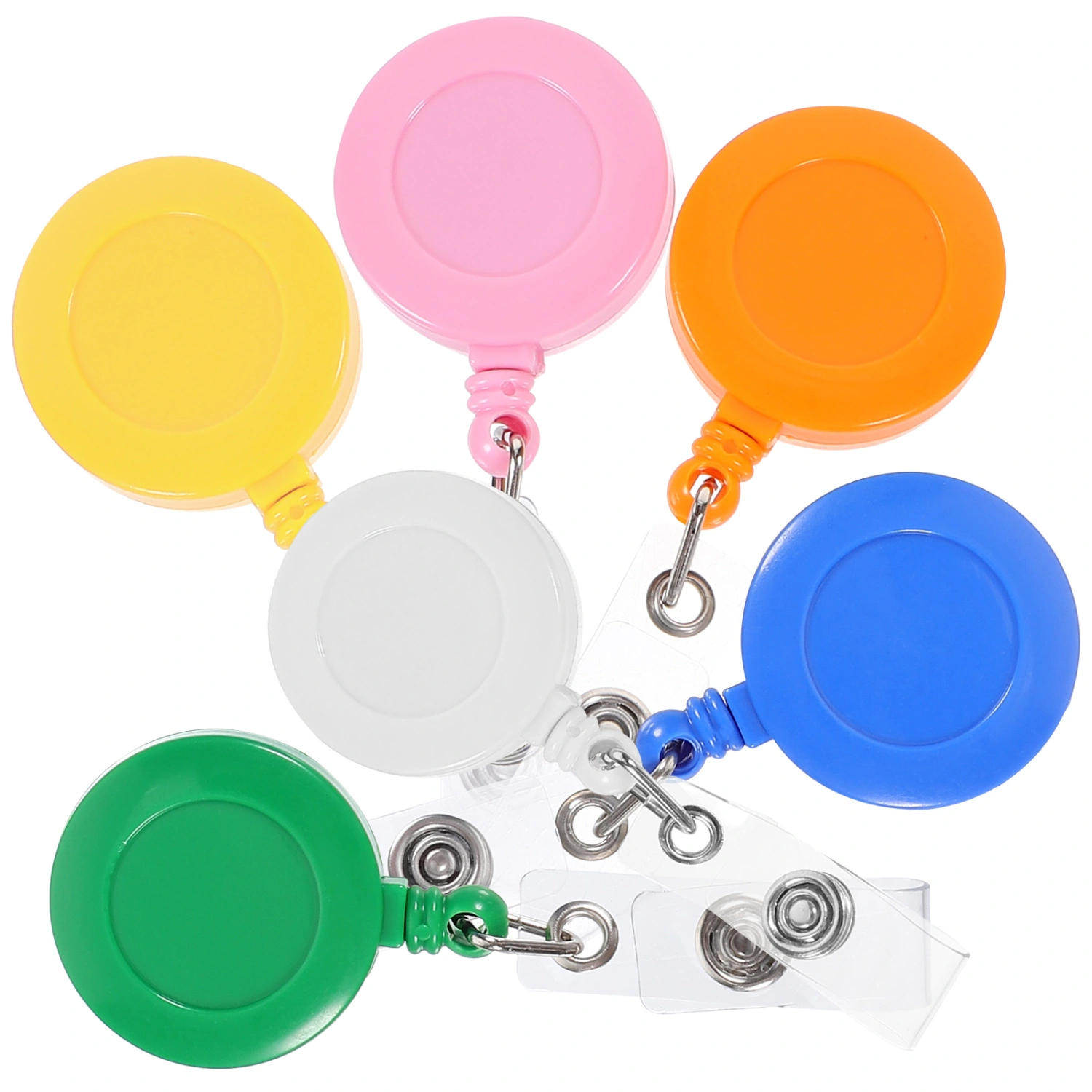6Pcs Colored Badge Reel Clip Name Badge Holder Decorative ID Card Clip Name Card Badge Reel