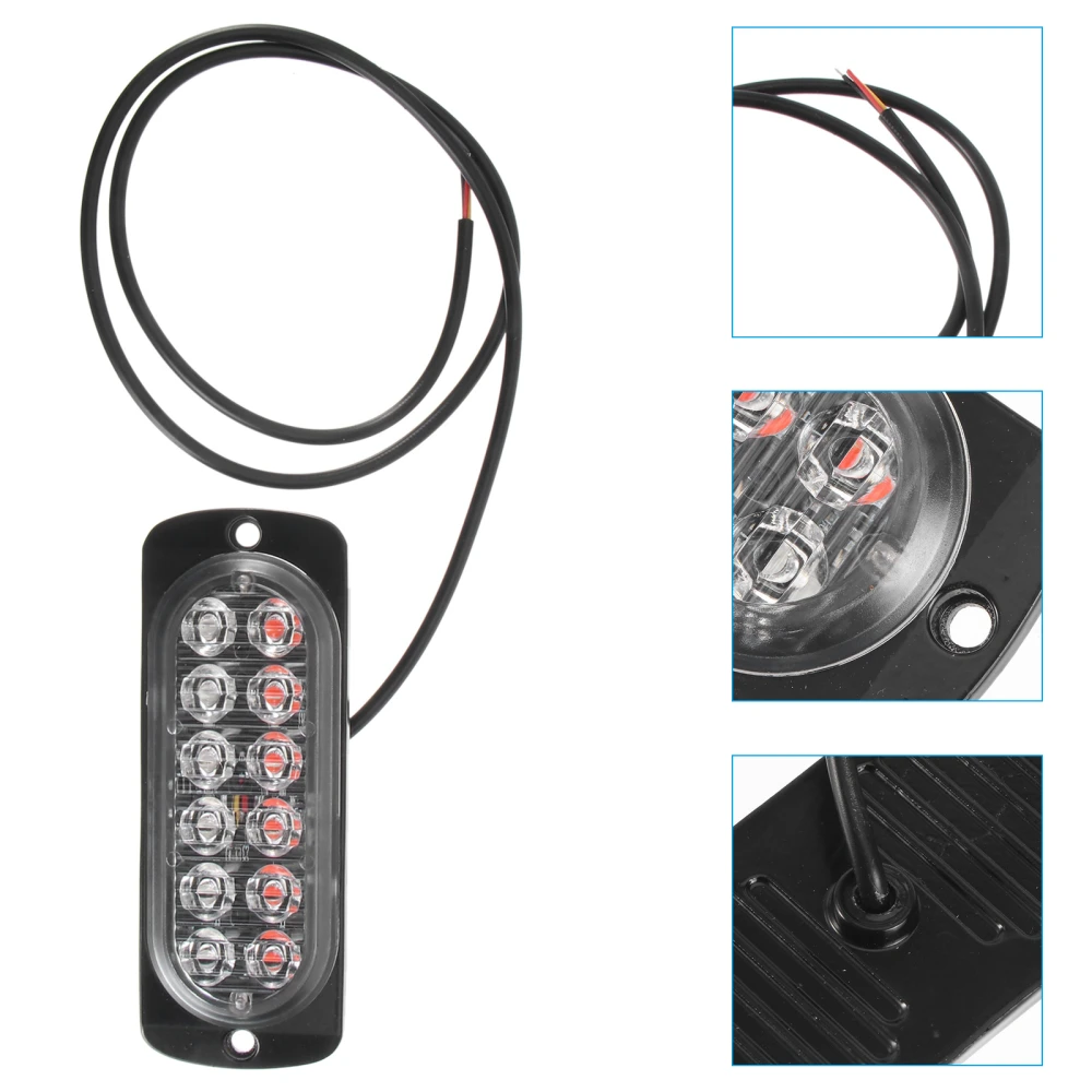 36W 12-24V 12 LEDs Strobe Light Ultra-thin Emergency Flash Warning Caution Light for Trucks Motorcycles (Red Light and Blue Light)