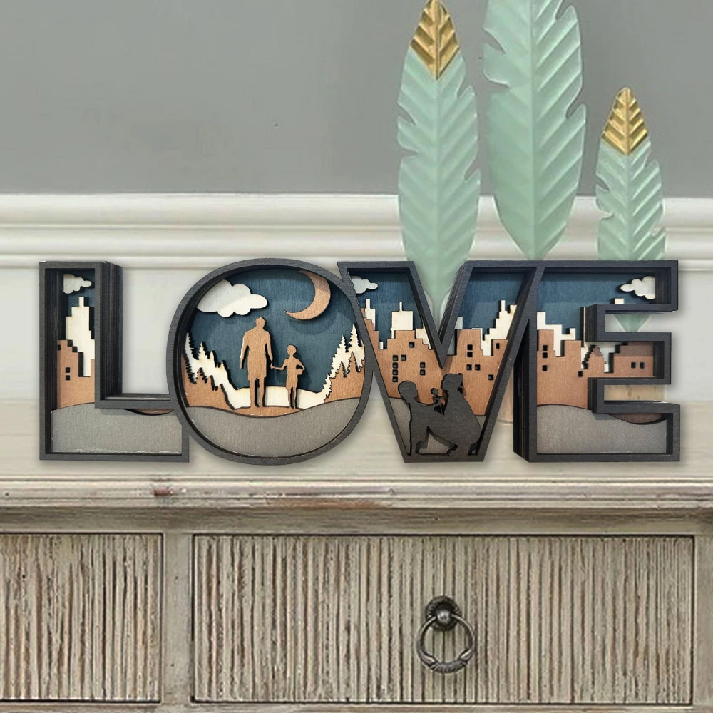 Letter Home Decor Table Wood Letter Family Wooden Letter Sign Decoration for Diy Crafts Prop