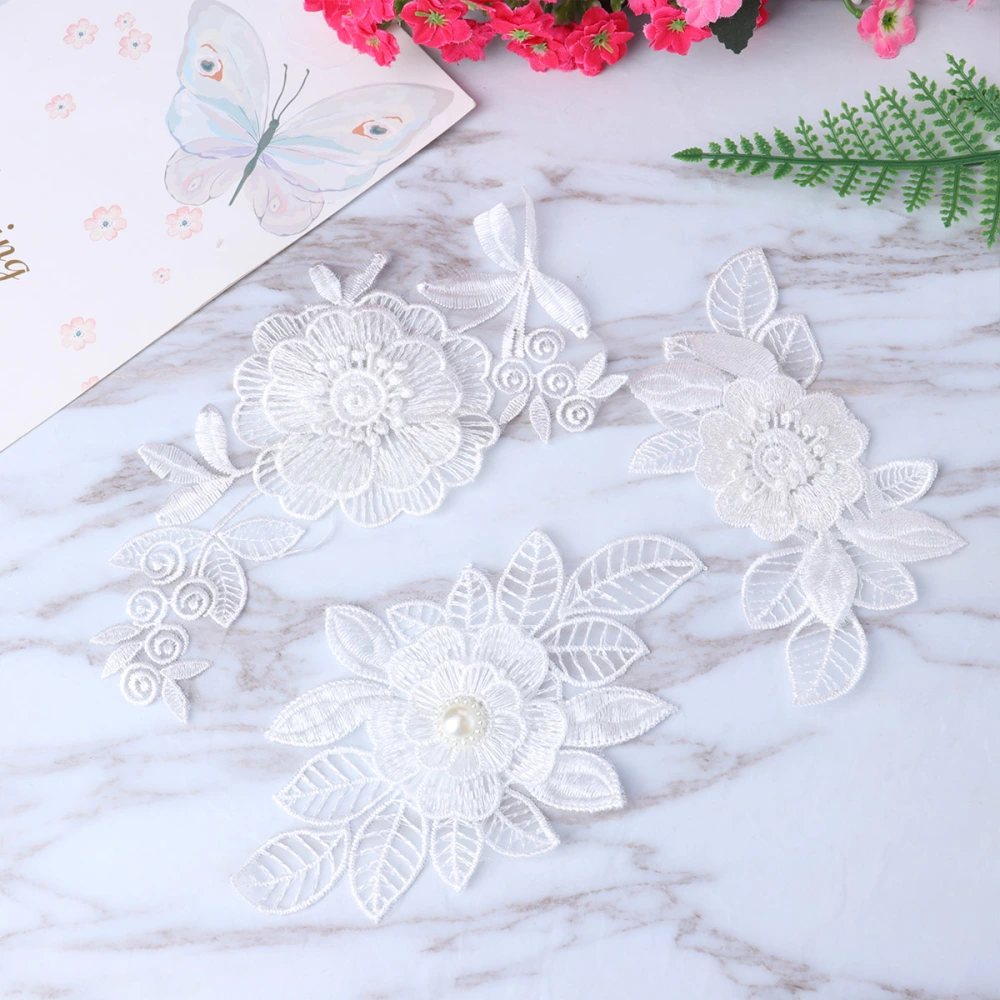 10pcs Lace Sewing Patch Stitch Patch Floral Patch DIY Garment Accessory (White)